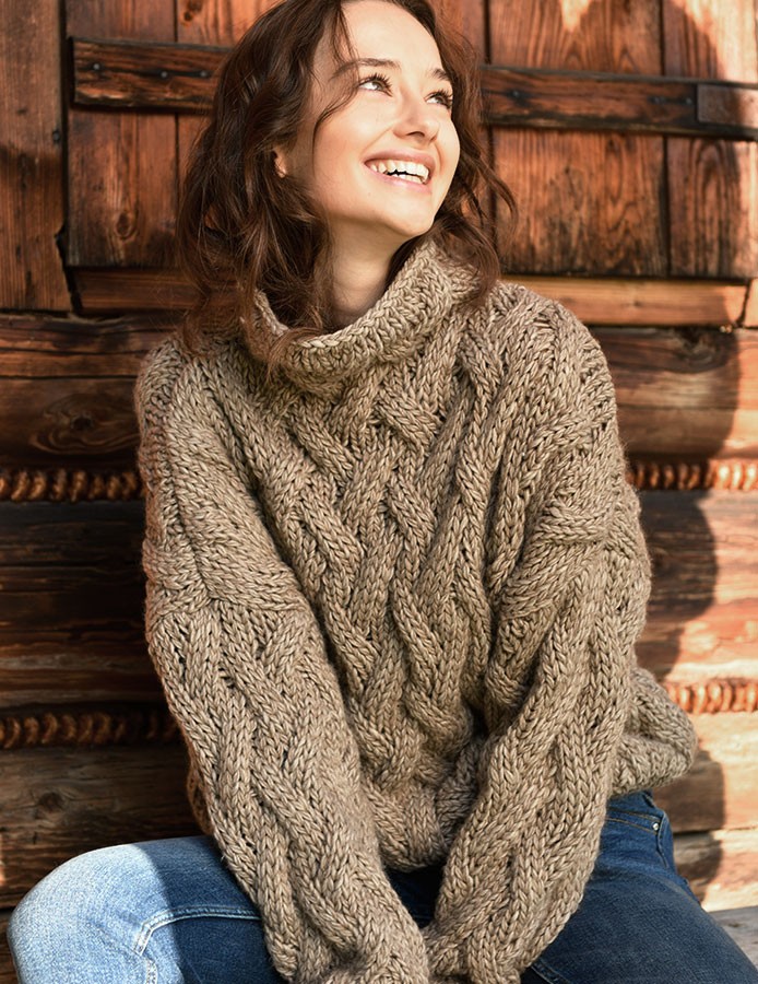 damski sweter brązowy