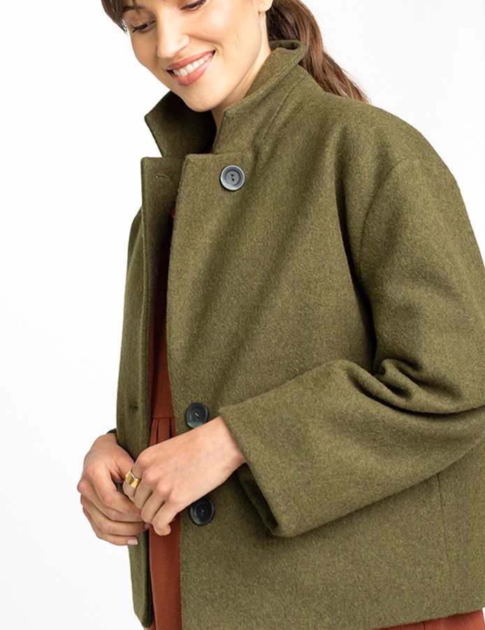 Płaszcz wełniany kurtka damska khaki